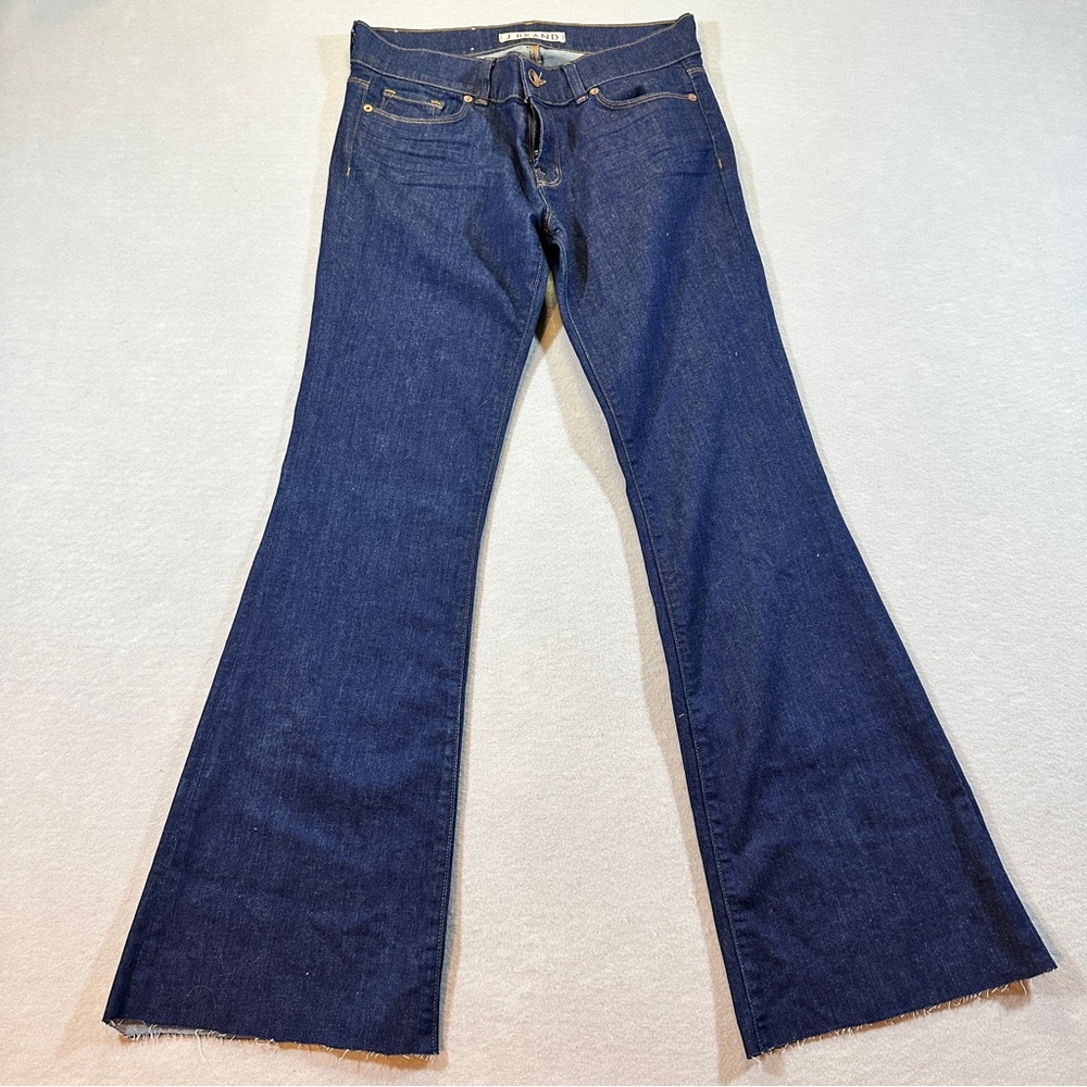 J Brand Bell Bottom Flare‎ Jeans Women’s 29 Dark Wash Stretch Raw Hem